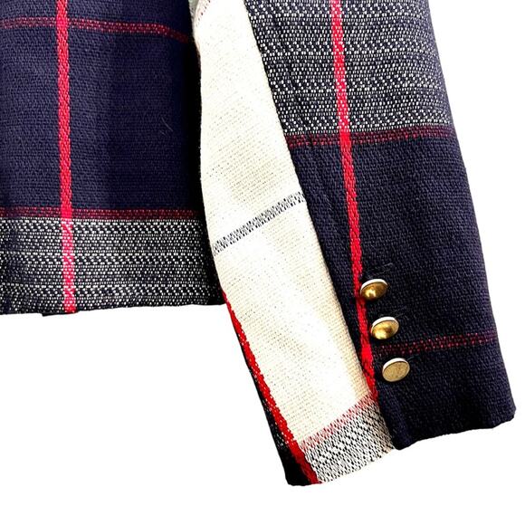 Merona Minimalist Plaid Spring Summer Zip Jacket S/P Office Career Casual Preppy - Picture 7 of 11